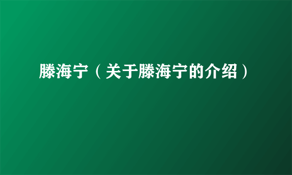 滕海宁（关于滕海宁的介绍）