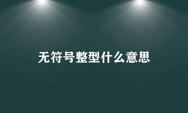 无符号整型什么意思
