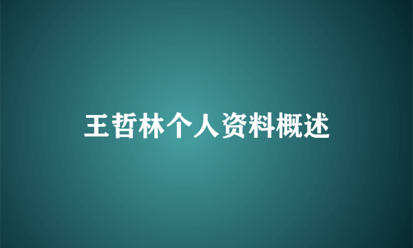 王哲林个人资料概述