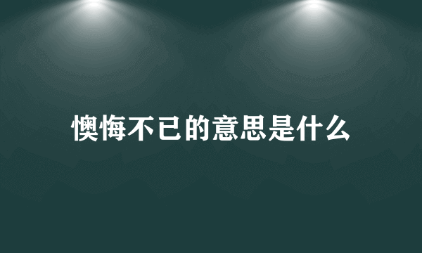 懊悔不已的意思是什么