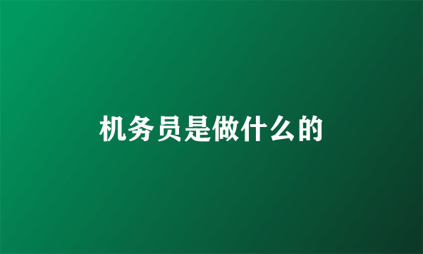 机务员是做什么的