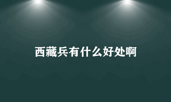 西藏兵有什么好处啊