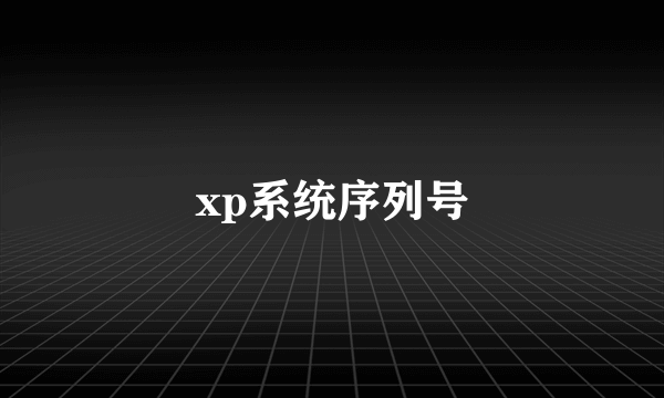 xp系统序列号