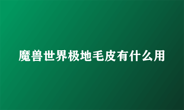 魔兽世界极地毛皮有什么用