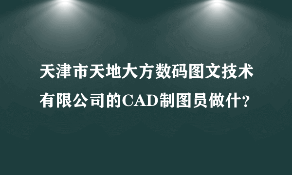天津市天地大方数码图文技术有限公司的CAD制图员做什？