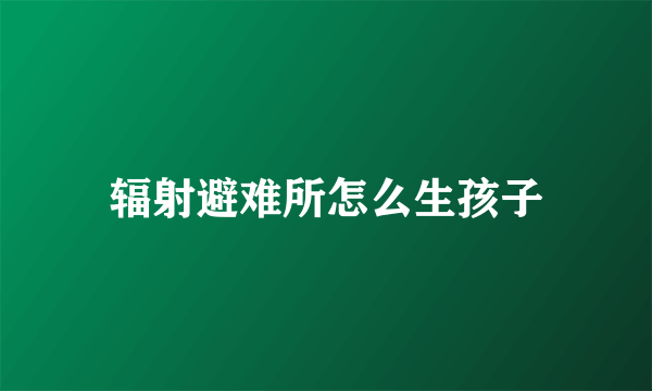 辐射避难所怎么生孩子