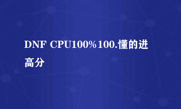 DNF CPU100%100.懂的进 高分