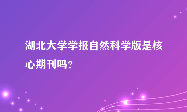 湖北大学学报自然科学版是核心期刊吗？