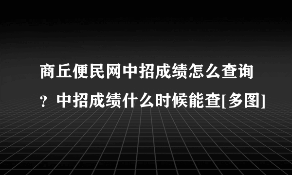 商丘便民网中招成绩怎么查询？中招成绩什么时候能查[多图]