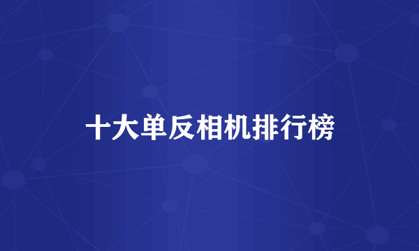 十大单反相机排行榜