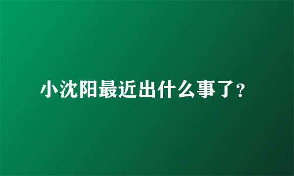 小沈阳最近出什么事了？