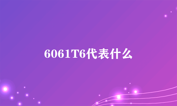6061T6代表什么