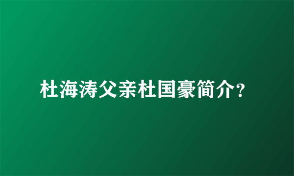 杜海涛父亲杜国豪简介？