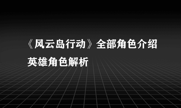 《风云岛行动》全部角色介绍 英雄角色解析
