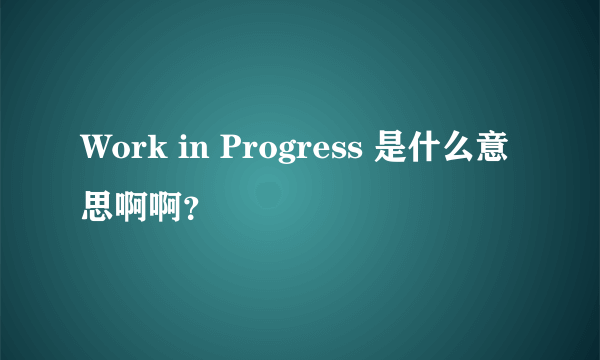 Work in Progress 是什么意思啊啊？
