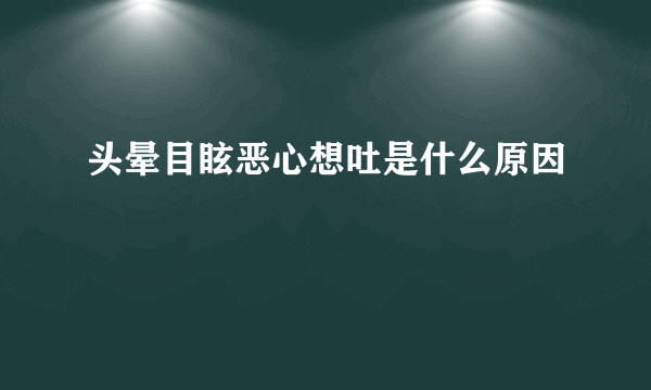 头晕目眩恶心想吐是什么原因