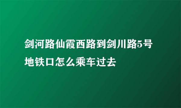 剑河路仙霞西路到剑川路5号地铁口怎么乘车过去