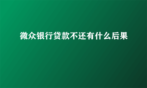 微众银行贷款不还有什么后果