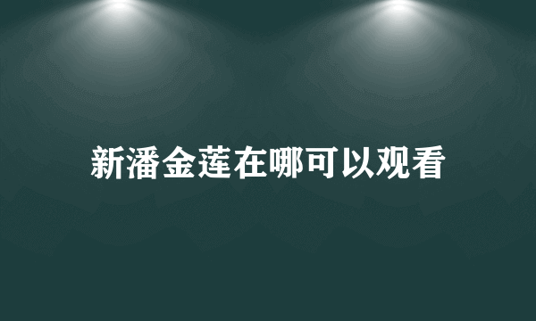 新潘金莲在哪可以观看