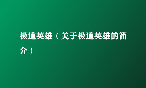 极道英雄（关于极道英雄的简介）
