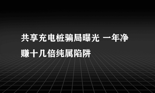 共享充电桩骗局曝光 一年净赚十几倍纯属陷阱