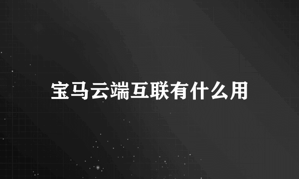 宝马云端互联有什么用