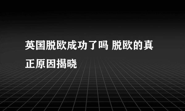 英国脱欧成功了吗 脱欧的真正原因揭晓