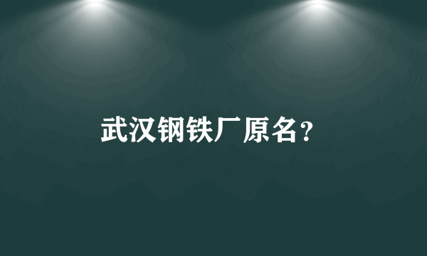 武汉钢铁厂原名？