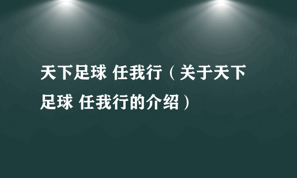 天下足球 任我行（关于天下足球 任我行的介绍）