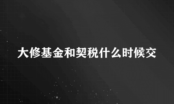 大修基金和契税什么时候交