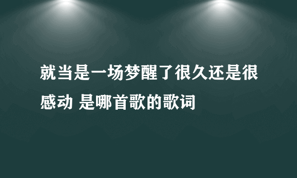 就当是一场梦醒了很久还是很感动 是哪首歌的歌词