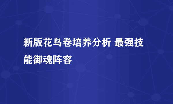 新版花鸟卷培养分析 最强技能御魂阵容