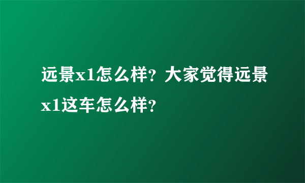 远景x1怎么样？大家觉得远景x1这车怎么样？