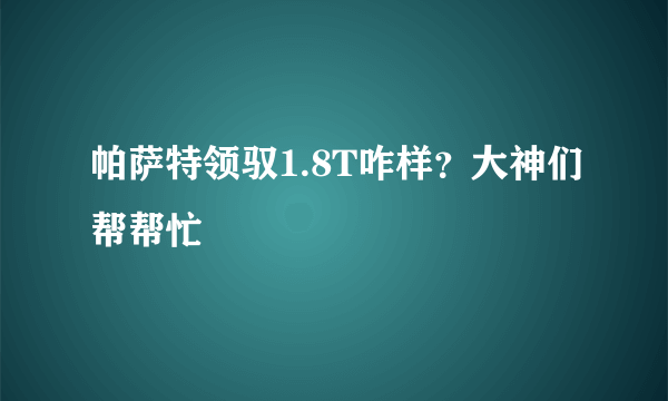 帕萨特领驭1.8T咋样？大神们帮帮忙