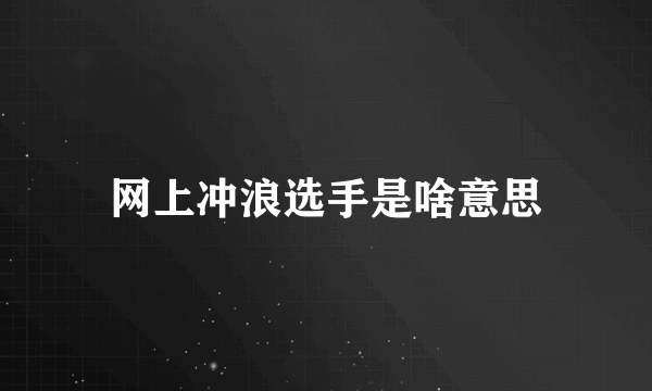 网上冲浪选手是啥意思