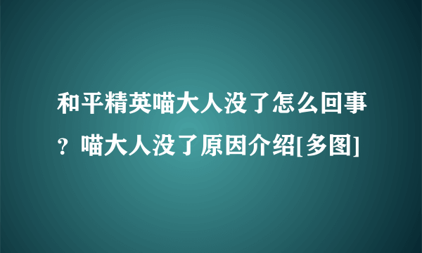 和平精英喵大人没了怎么回事？喵大人没了原因介绍[多图]