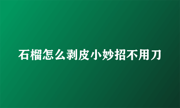 石榴怎么剥皮小妙招不用刀