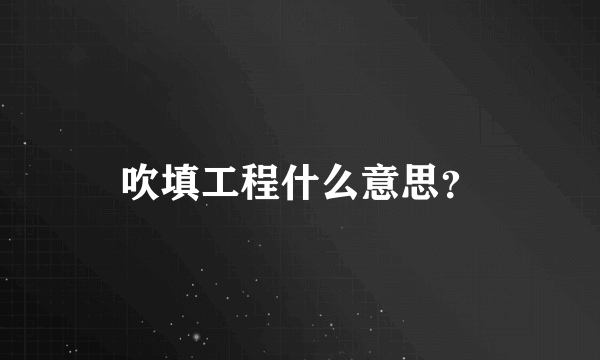 吹填工程什么意思？