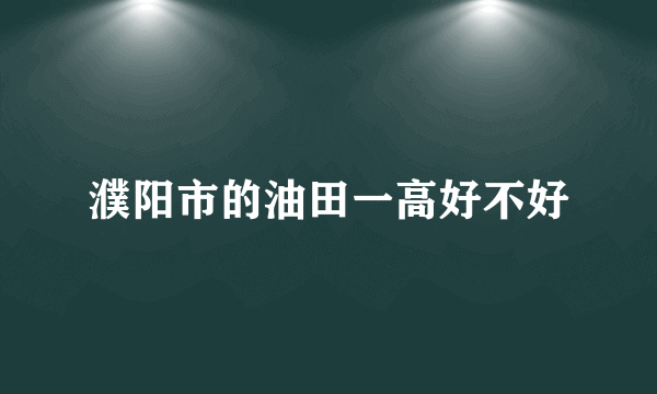 濮阳市的油田一高好不好