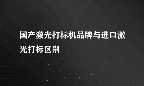 国产激光打标机品牌与进口激光打标区别