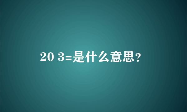 20 3=是什么意思？