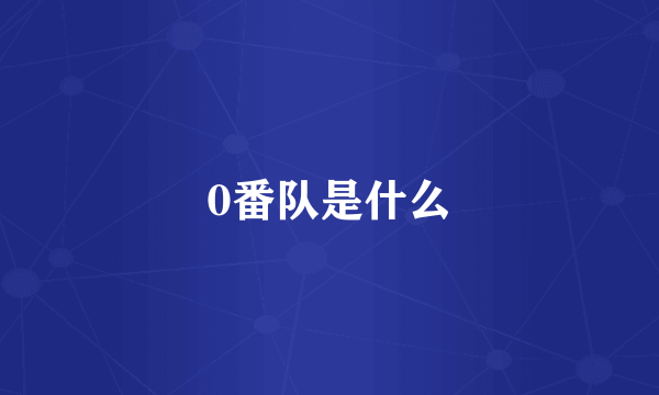 0番队是什么