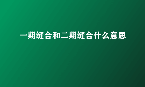 一期缝合和二期缝合什么意思