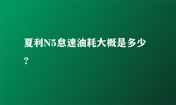 夏利N5怠速油耗大概是多少？