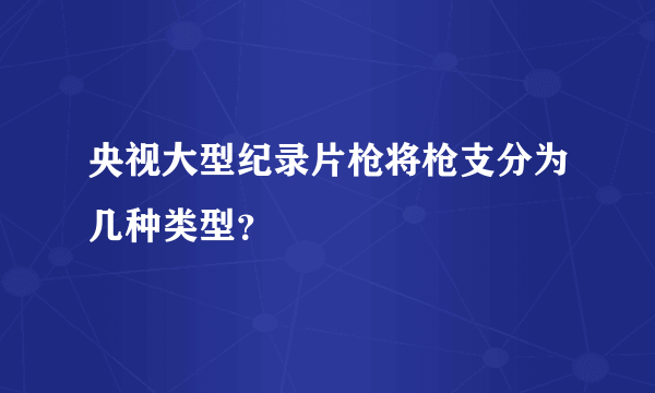 央视大型纪录片枪将枪支分为几种类型？