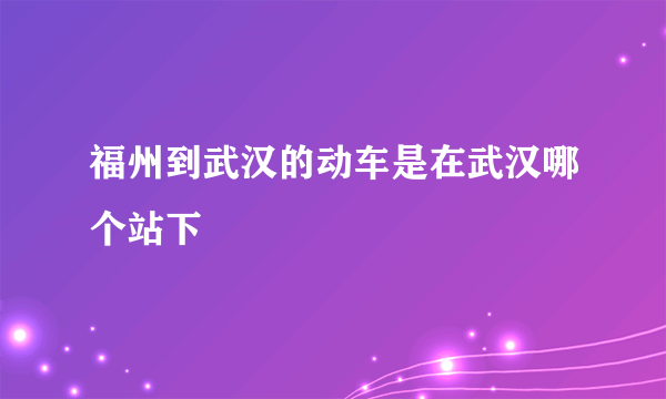 福州到武汉的动车是在武汉哪个站下