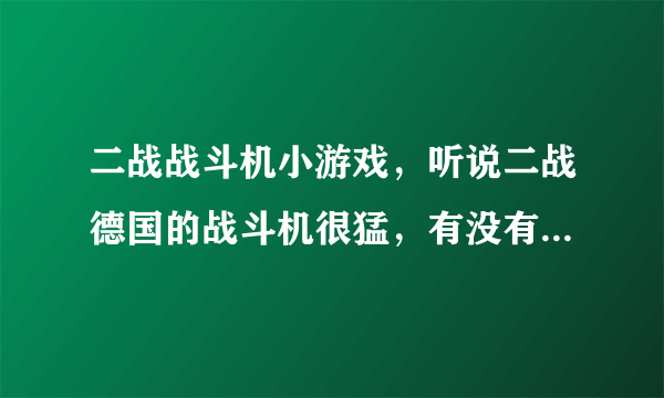 二战战斗机小游戏，听说二战德国的战斗机很猛，有没有相关的小游戏啊？
