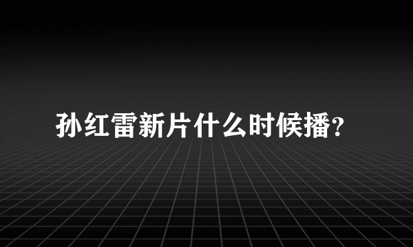 孙红雷新片什么时候播？