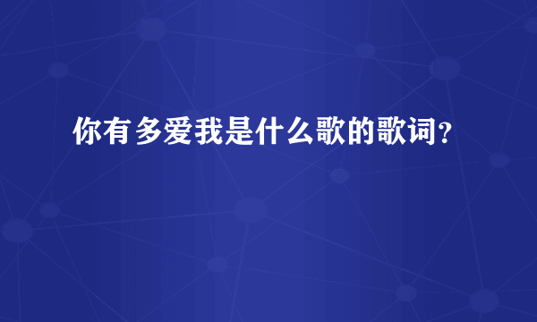 你有多爱我是什么歌的歌词？