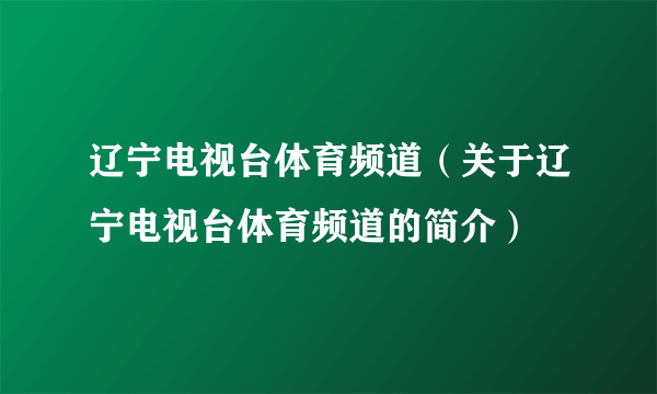 辽宁电视台体育频道（关于辽宁电视台体育频道的简介）